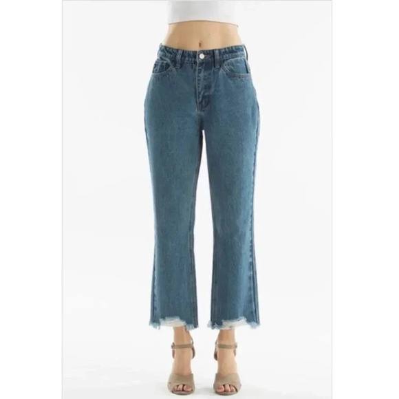 kancan Cropped Raw Hem Jeans Size 5 New - Picture 1 of 14